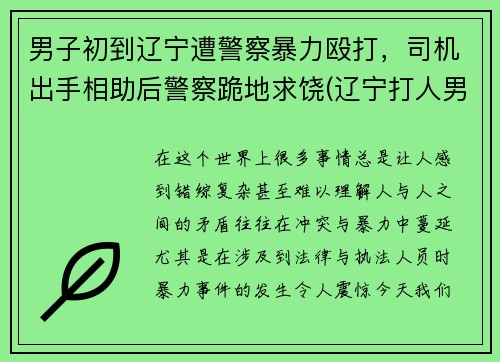 男子初到辽宁遭警察暴力殴打，司机出手相助后警察跪地求饶(辽宁打人男子抓住了吗)